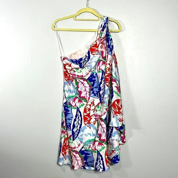 H Halston heritage one shoulder mini dress silk size 4 - Picture 2 of 5